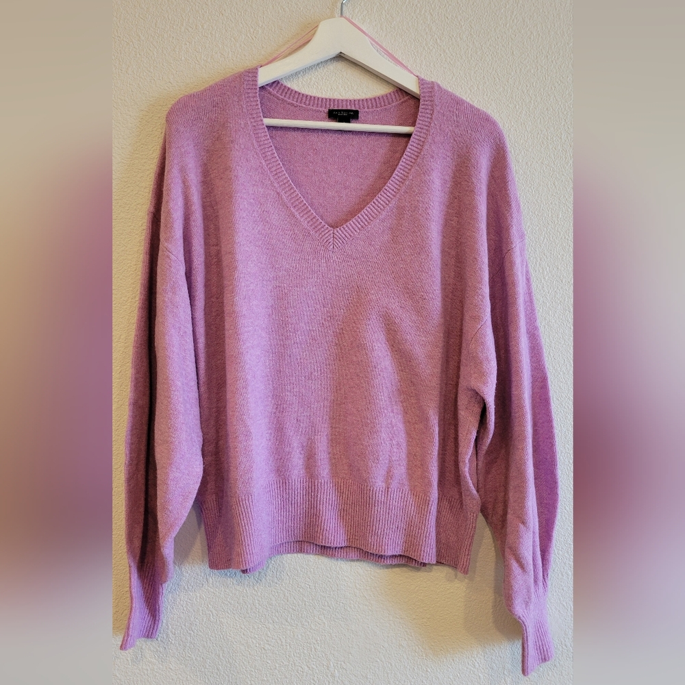 Balloon Sleeve Pink/Purple Sweater Blouse